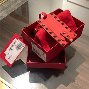 Valentino Garavani Leather Rockstud Luggage Tag